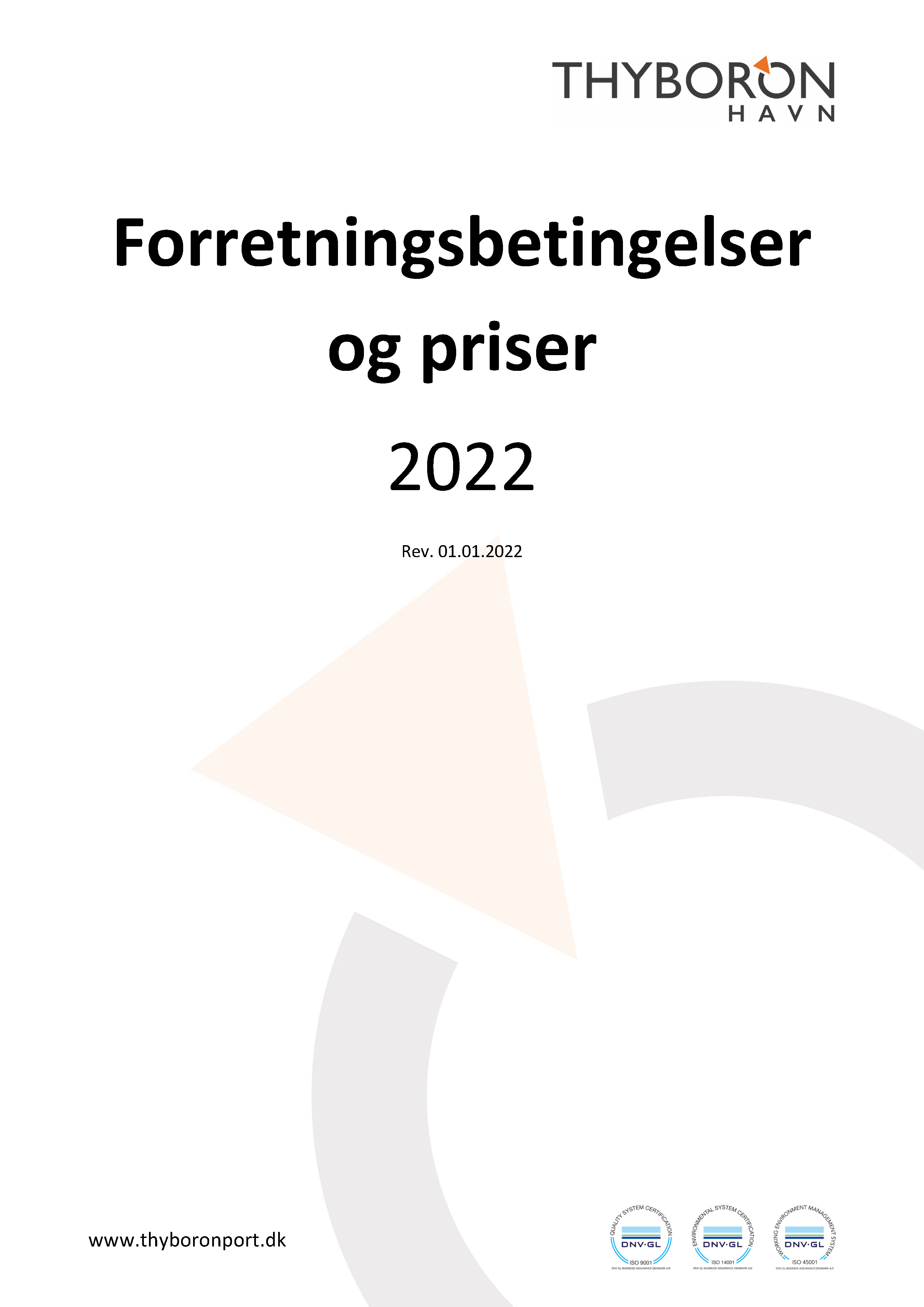 Forretningsbetingelser Og Priser 2022 DKK Thyboron Havn Opdateret Januar 2022 Side 01